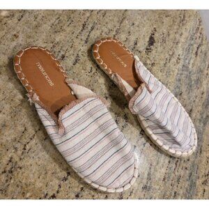 Maurice’s Womens Sz 7.5 Monique Stripe Slip On Backless Flats Shoes Boho Fringe